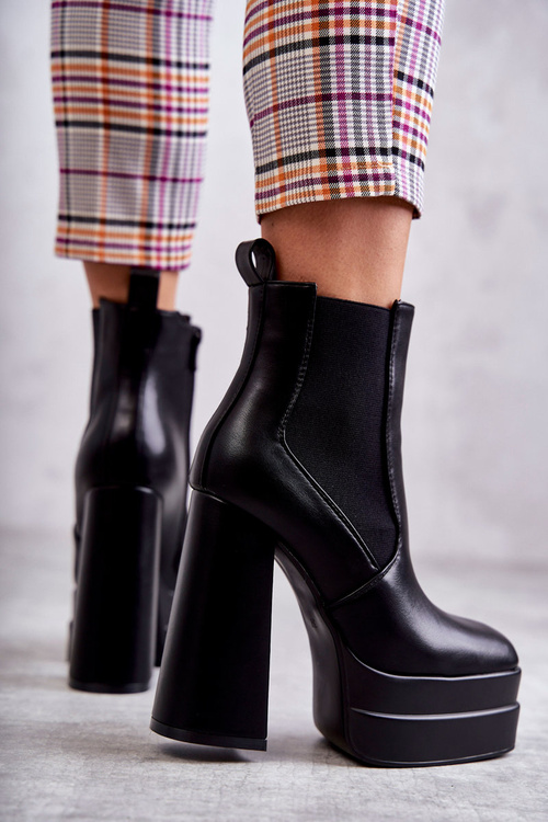 Dámské Kožené Kozačky Na Masivním Podpatku černá Jones