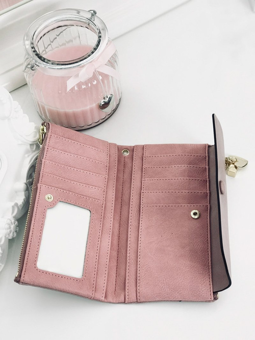 Large Women's Black Trendy Wallet Gold Zipper