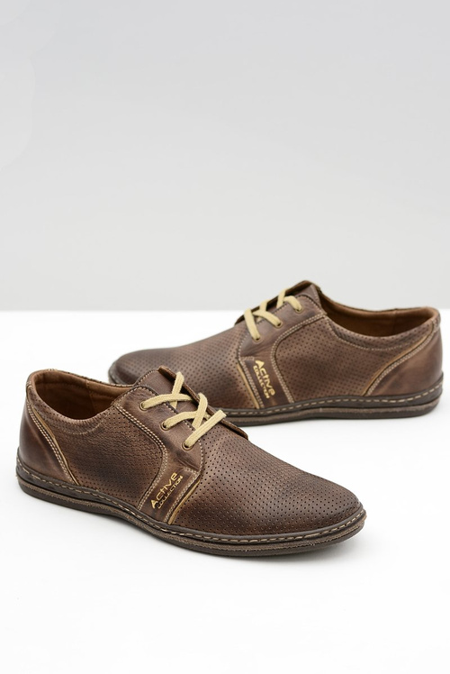 Pánské kožené krajkové hnědé perforované boty Markos