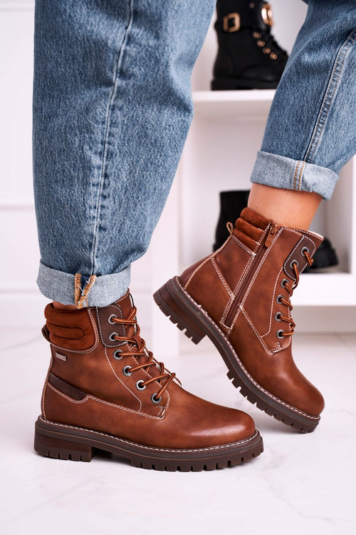 Dámské Kotníkové Pracovní Boty Izolované Hnědé Timber