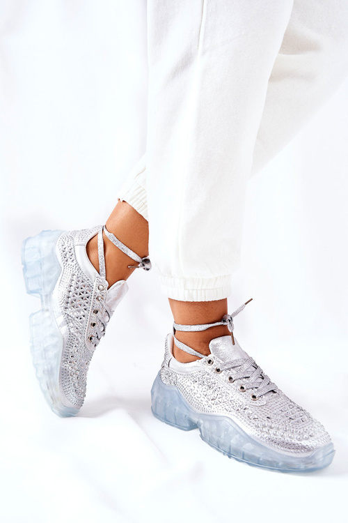 Športové topánky so zirkónmi lu boo strieborný