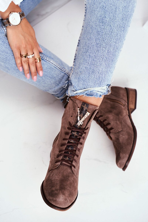 Dámske kožené topánky Nubuk cappuccino Nicole 2593