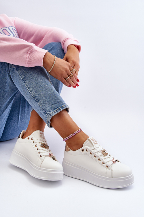 Dámske tenisky na platforme s bielymi ozdobami Herbisa