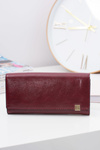Large Women's Wine Trendy Wallet Gold Zipper