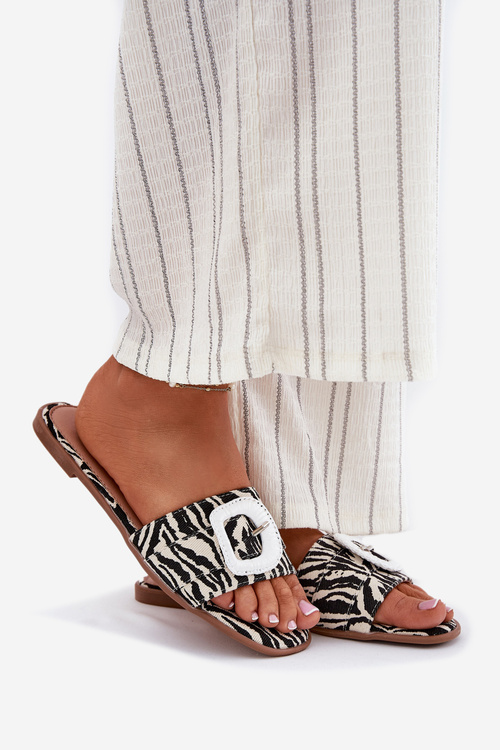 Ploché Dámske Sandále S Ozdobnou Prackou Zebra Clariola