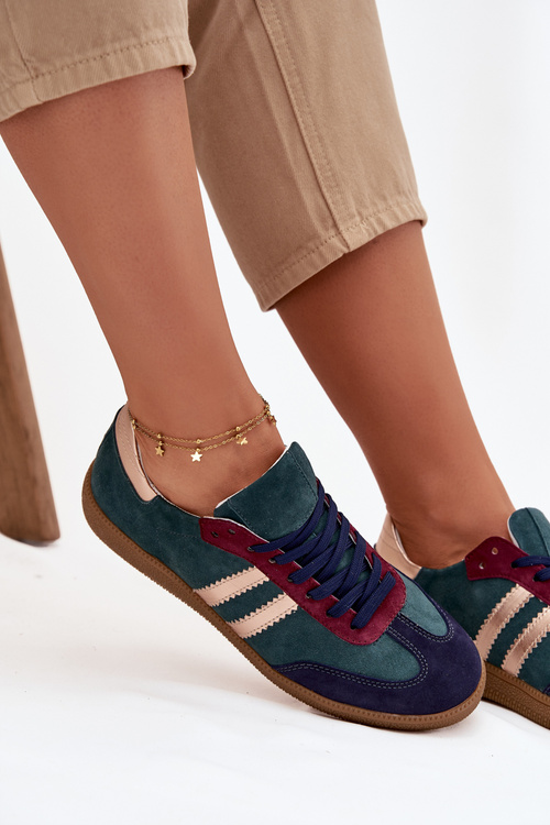 Zazoo N1068 Semišové Nízké Tenisky Dámské Tmavě Zelená