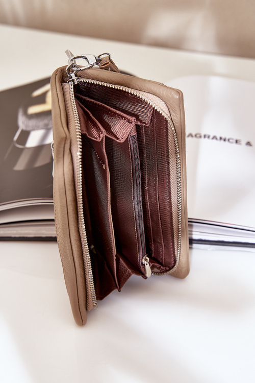 Velká Dámská Peněženka S Vzorem Eko Kůže Tmavě Béžová Martiel