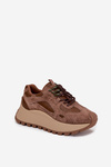 Kožené sneakersy na platforme dámske Big Star SS274626 HI-POLY SYSTEM Camel