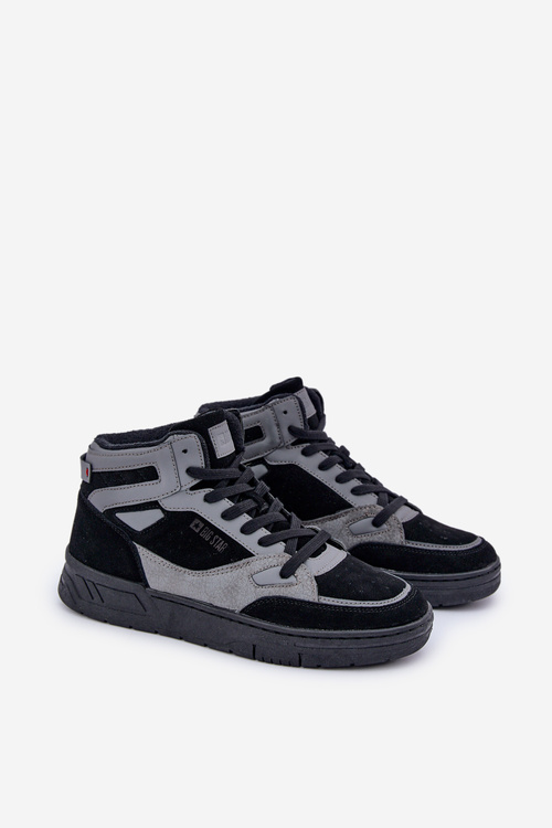 Semišové Pánské Tenisky Big Star OO174303 Hi-Poly System Černo-Šedé