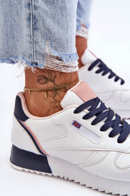 Merida White a Navy Blue-Navy Blue-Navy Blue Sports Shoe Shoes na platforme