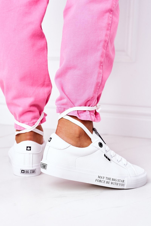 Dámské Kožené Tenisky S Nápisem BIG STAR EE274316 Bílé