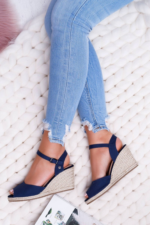 Dámske sandále na veľkej hviezde Big Star Navy Graced Wedge DD274A212