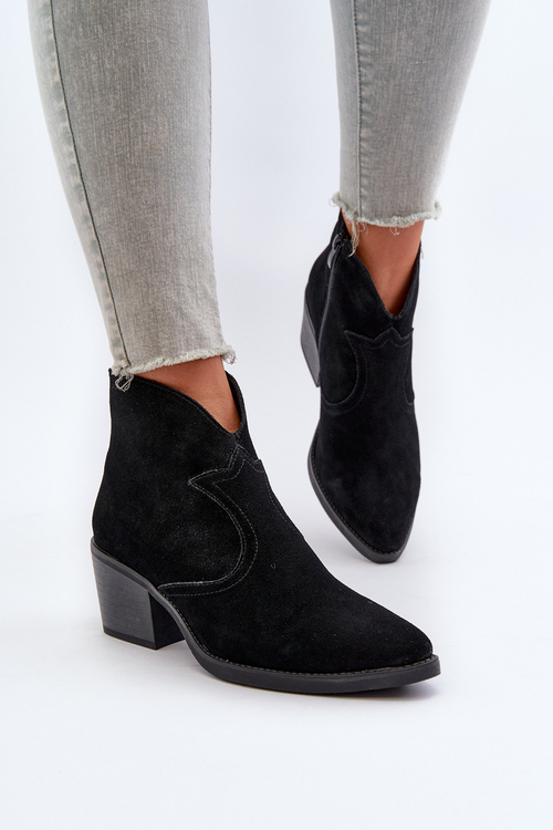 Semišové kovbojky na zip D&A SN622-29 Černé