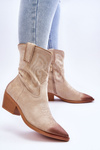 semišové kovbojské boty Béžové Klaira