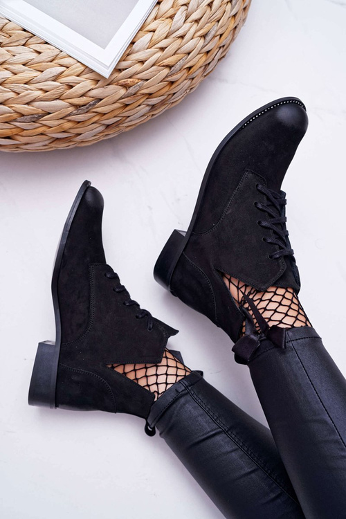 Dámske ploché podpätky Nubuk Black Nicole 2420