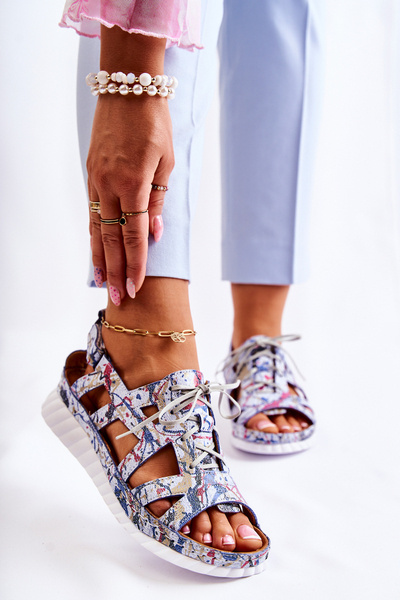 Dámske kožené suchý suchý zips 05375-06 modrá