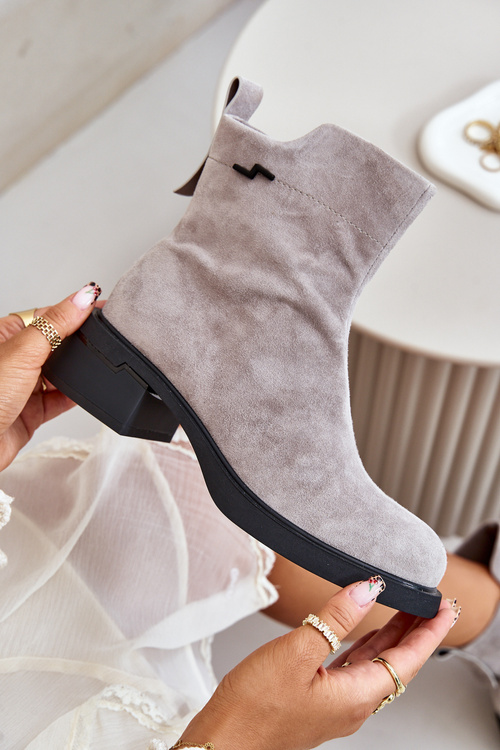 Zateplené Dámské Botky Z Přírodní Semiše Na Zip Šedé Vinceza 66696