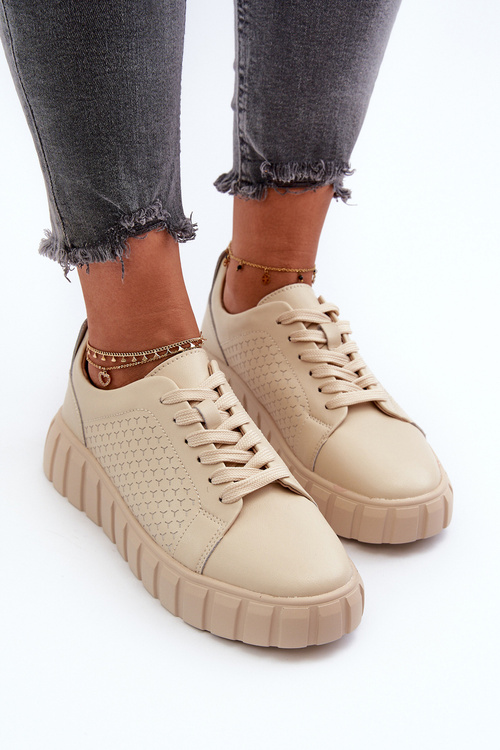 Dámské kožené tenisky na platformě béžové Eselmarie