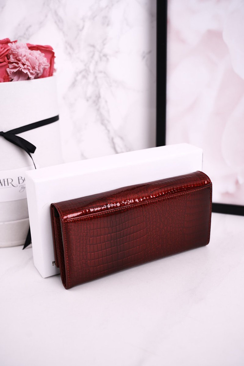 Velká Kožená Dámská Peněženka LORENTI Lakovana Červená