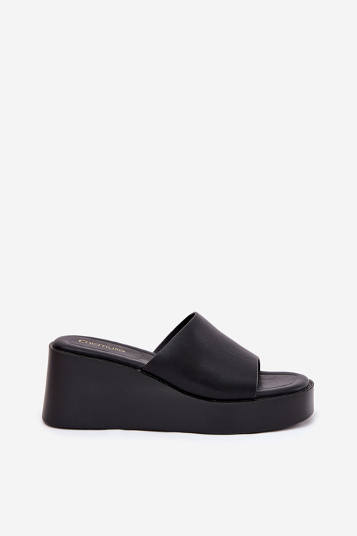 Dámske Sandále Na Klíne Eko Koža Čierne Obenae