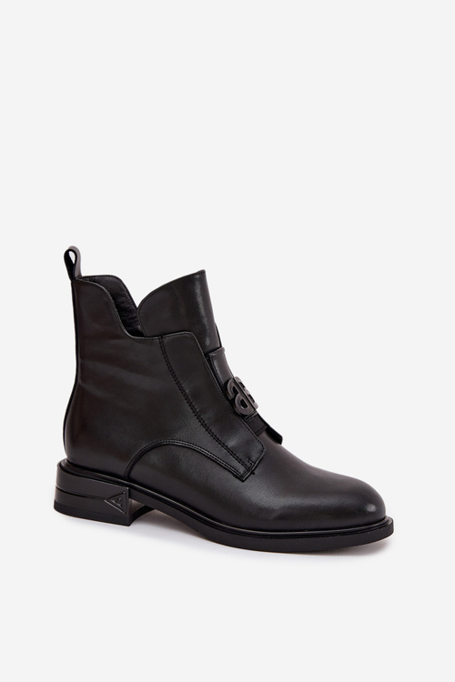 Vytápěné kožené dámské boty s ozdobným detailem černé Briselda