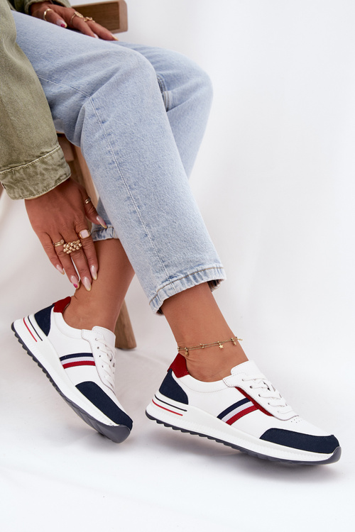 Dámské kožené sportovní boty bílo-tmavě modré Lorvessa