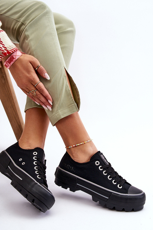 Materiálne tenisky na čiernej platforme Big Star LL274149