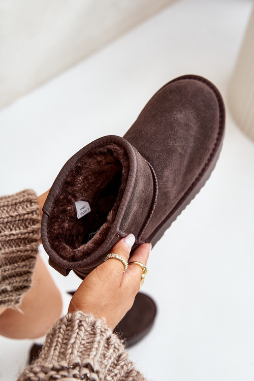 Dámské semišové sněhule na platformě nad kotníkem hnědé Rianaella