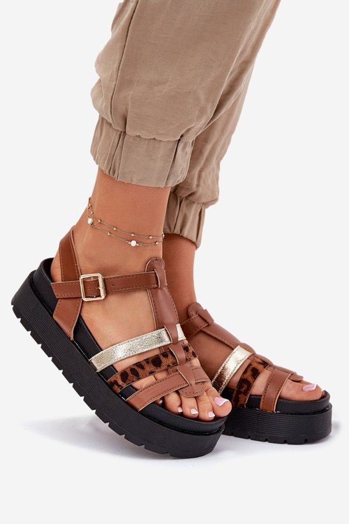 Dámské sandály s pásky na platformě Camel Gallari