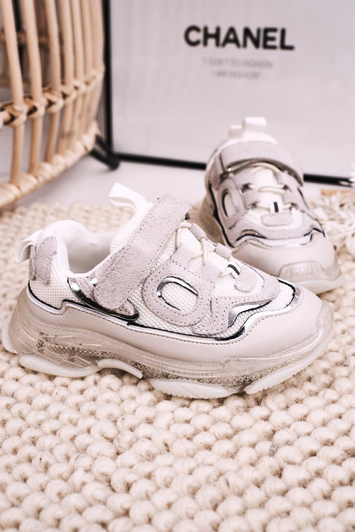 Detské športové topánky tenisky s priehľadným bielym jediným Baileyom