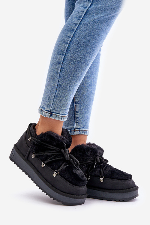 Nízké Sněhové Boty Na Platformě S Kožíškem D.Franklin Černé DFSH370011