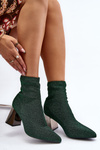 Lesklé botky na podpatku zelené Sognota