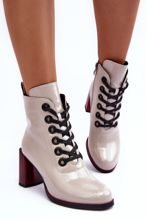 Maľované šnurovacie topánky na S.Barski Post MR870-15 svetlo šedá