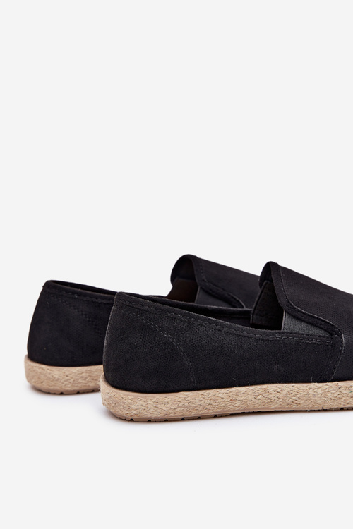 Espadrilky Pánské Tenisky Z Eko Semiše Černé Lunaria