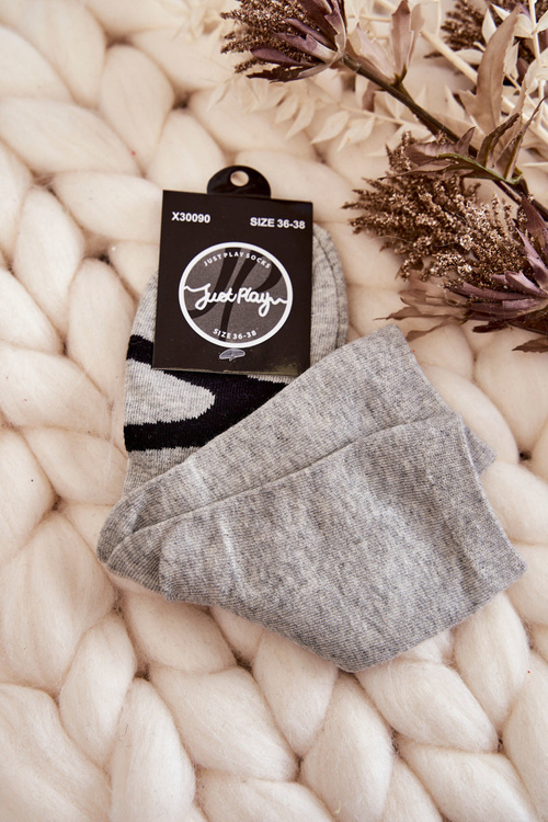 Dámské bavlněné ponožky černý vzor šede