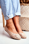 Lu Boo Dámské Baleríny Béžové Prolamované Pletené Carry