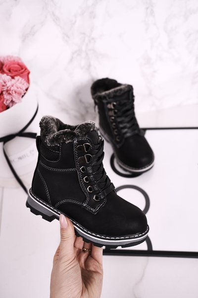 Dětské Boty Izolované Kožešinou Cerne Luke