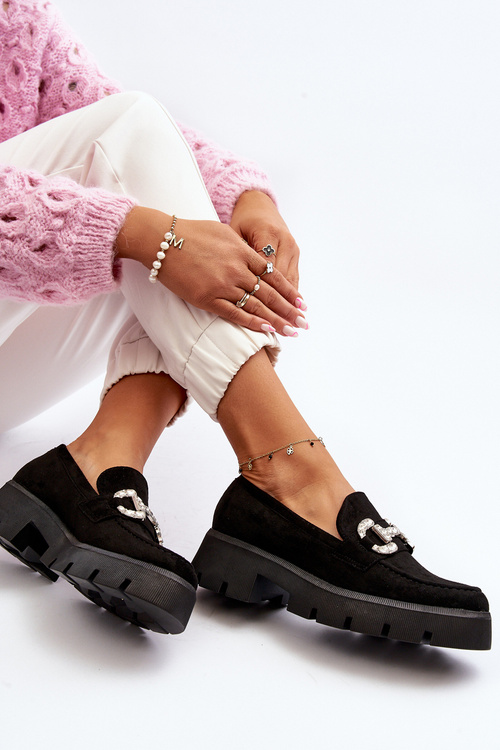 Dámske mokasíny s ozdobou čierne Ellise