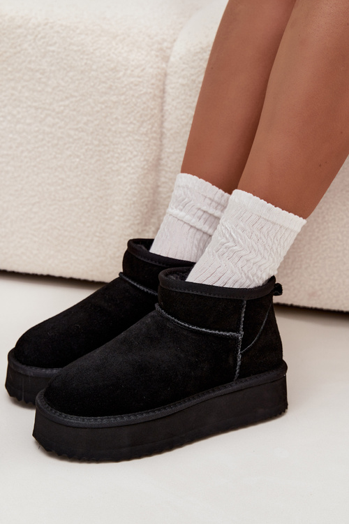 Semišové dámské zimní boty na platformě Vinceza 97962 Černé