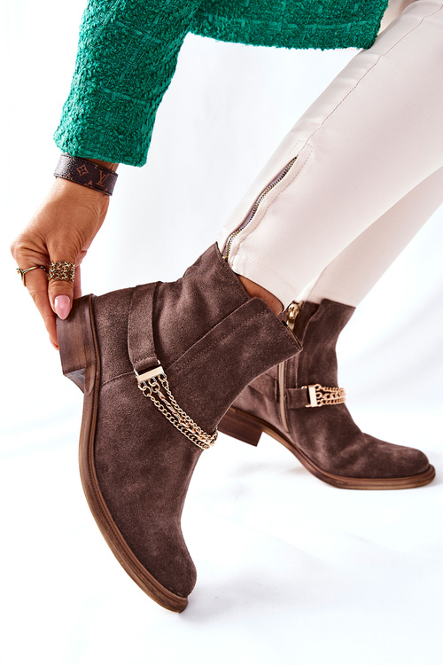 Dámské Kotníkové Boty Nicole Kožené Hnědé Dome