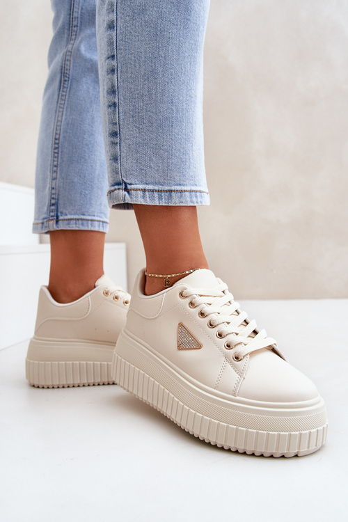 Štýlové tenisky na masívnej platforme svetlo béžové Vallexia