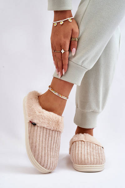 Dámské zateplené nazouváky s kožíškem Béžove Leriss