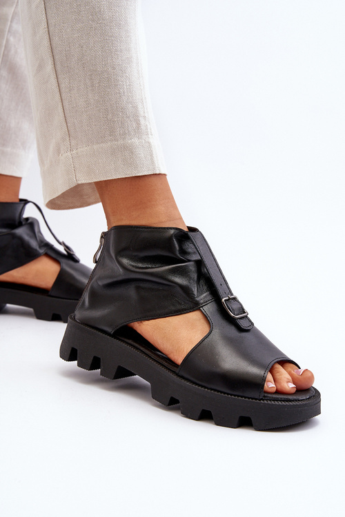 Zazoo 999 Kožené dámske sandále so zlatým zipsom