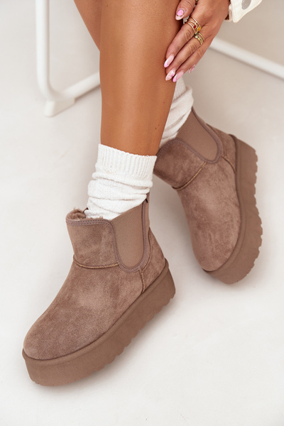 Dámske Snehové Topánky S Elastickou Vsadkou Khaki Kiora