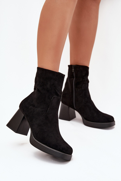 Dámske Topánky Na Opätku Z Eko Semišu So Zipsom Čierne Serinna