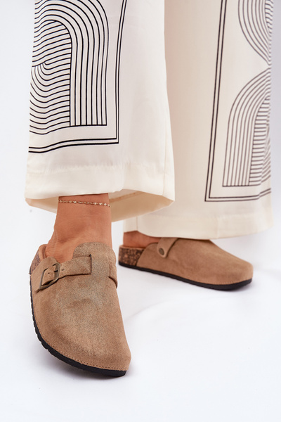 Dámske dreváky a na platforme s prackou khaki Selio