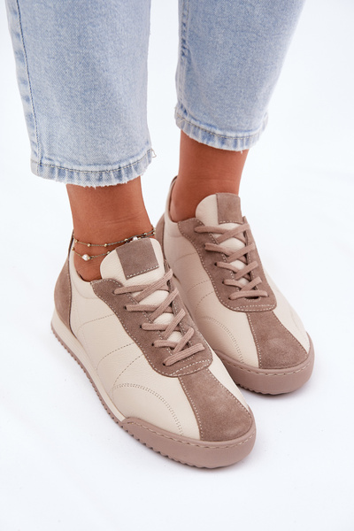 Dámske Kožené Športové Topánky Béžové Laura Messi 2935