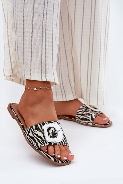 Ploché Dámske Sandále S Ozdobnou Prackou Zebra Clariola
