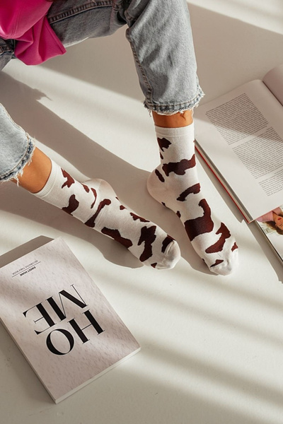 Dámske Ponožky S Škvrnami Hnedé