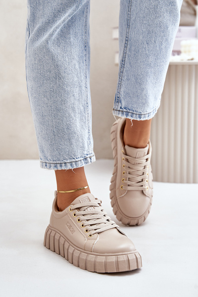 Zateplené dámske tenisky Big Star MM274618 béžové